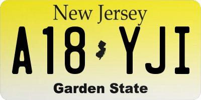 NJ license plate A18YJI