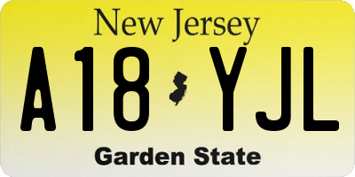 NJ license plate A18YJL