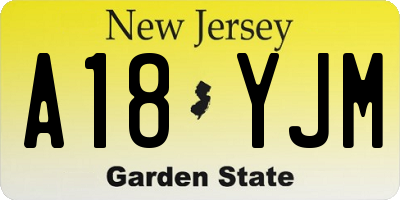 NJ license plate A18YJM