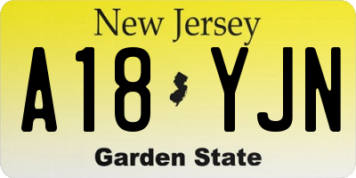 NJ license plate A18YJN