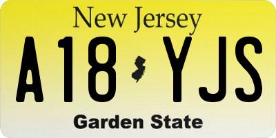 NJ license plate A18YJS