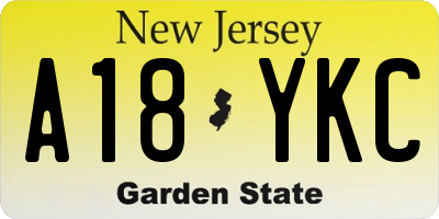 NJ license plate A18YKC