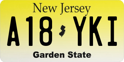 NJ license plate A18YKI