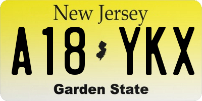 NJ license plate A18YKX