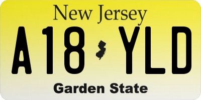 NJ license plate A18YLD