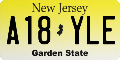 NJ license plate A18YLE