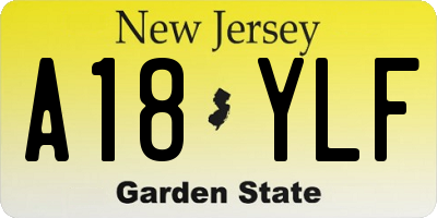 NJ license plate A18YLF