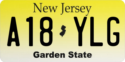 NJ license plate A18YLG