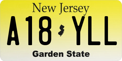NJ license plate A18YLL