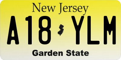 NJ license plate A18YLM