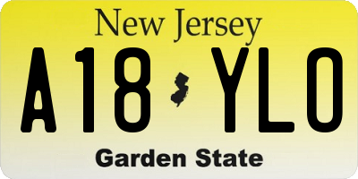 NJ license plate A18YLO