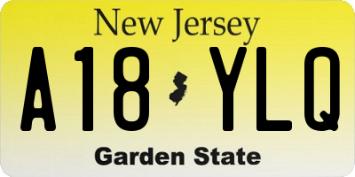 NJ license plate A18YLQ