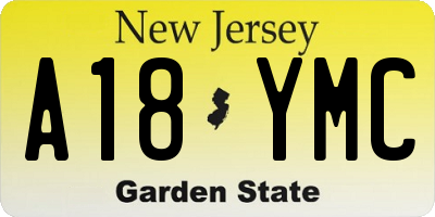NJ license plate A18YMC