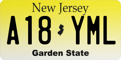 NJ license plate A18YML