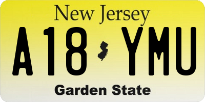 NJ license plate A18YMU