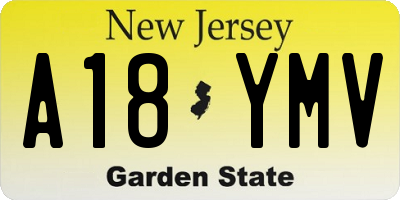 NJ license plate A18YMV