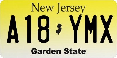 NJ license plate A18YMX