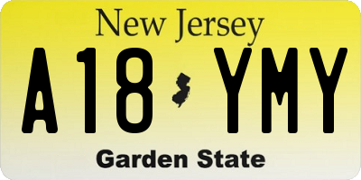 NJ license plate A18YMY
