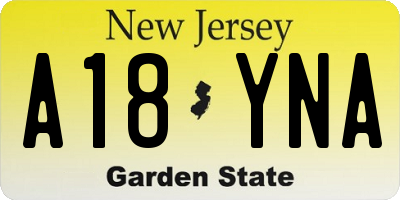 NJ license plate A18YNA