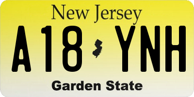 NJ license plate A18YNH