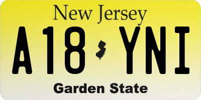 NJ license plate A18YNI