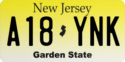 NJ license plate A18YNK