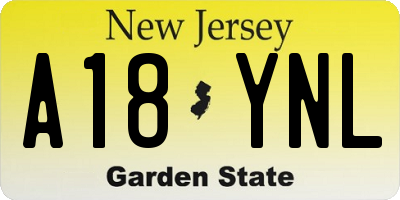 NJ license plate A18YNL