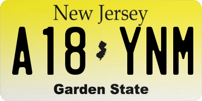 NJ license plate A18YNM