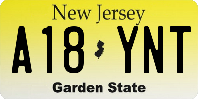 NJ license plate A18YNT