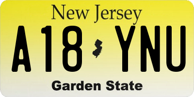 NJ license plate A18YNU
