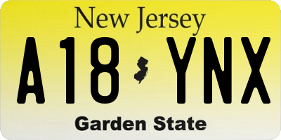 NJ license plate A18YNX