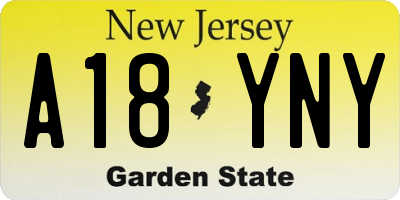 NJ license plate A18YNY