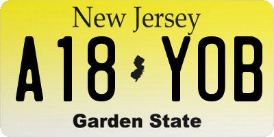 NJ license plate A18YOB