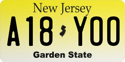 NJ license plate A18YOO