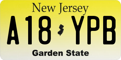 NJ license plate A18YPB