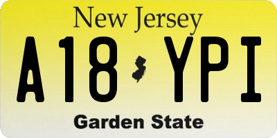 NJ license plate A18YPI