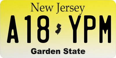 NJ license plate A18YPM