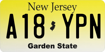 NJ license plate A18YPN