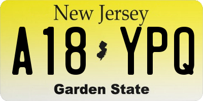 NJ license plate A18YPQ