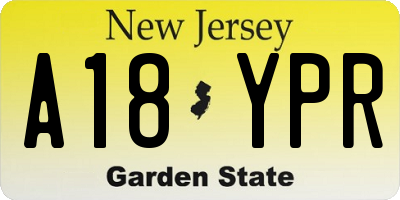 NJ license plate A18YPR