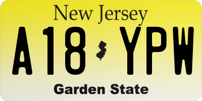 NJ license plate A18YPW