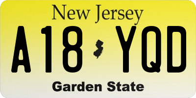 NJ license plate A18YQD