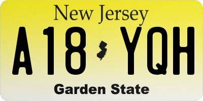 NJ license plate A18YQH