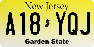 NJ license plate A18YQJ