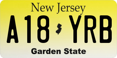 NJ license plate A18YRB