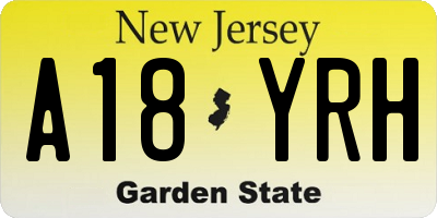 NJ license plate A18YRH