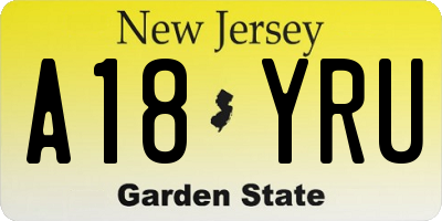 NJ license plate A18YRU