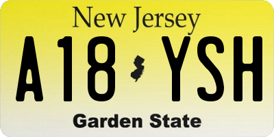 NJ license plate A18YSH