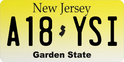 NJ license plate A18YSI