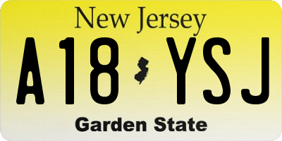 NJ license plate A18YSJ